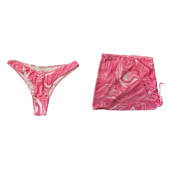 Vibrant Pink Swirl Bikini Bottom & Skirt - Picture 1 of 15